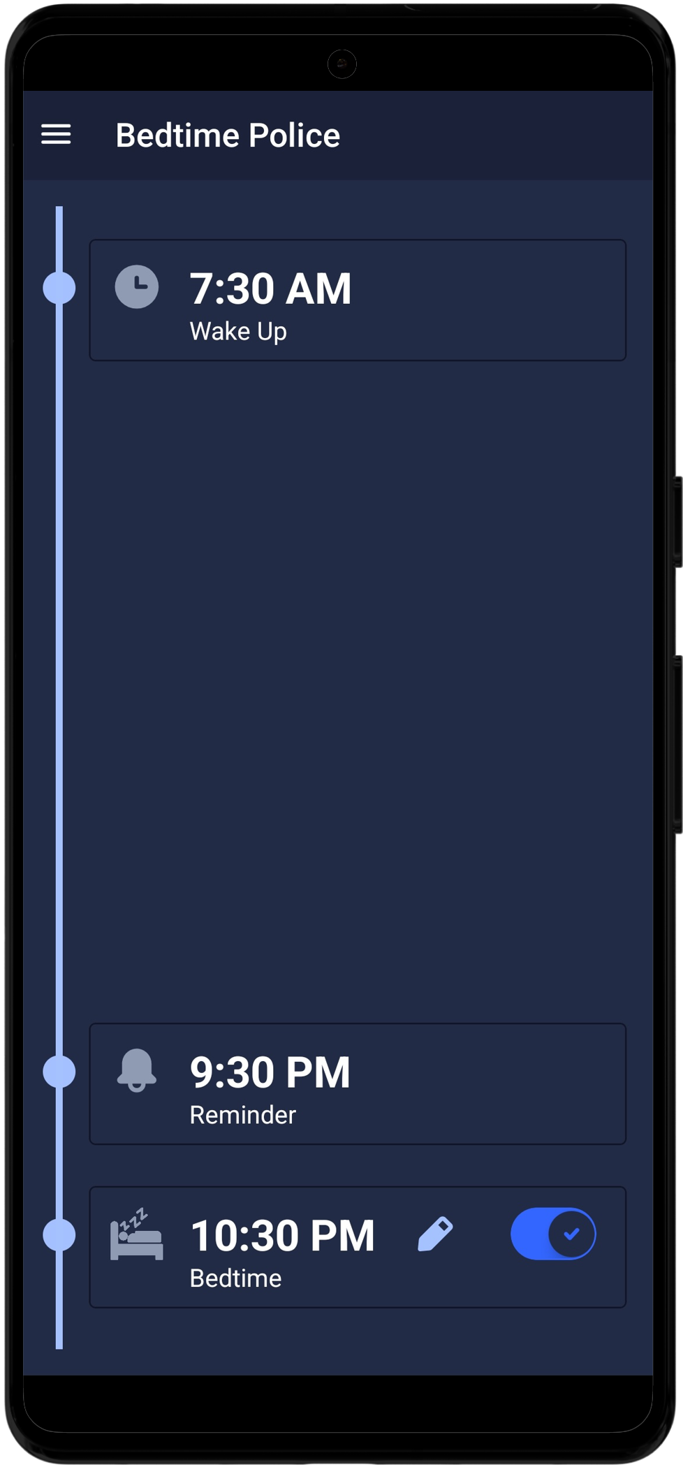 Bedtime Police overlay screen - Block phone usage on bedtime